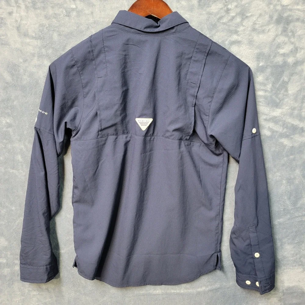 Columbia PFG Fishing Shirt Long Sleeve Button Up Boys‎ Large 14/16 Blue